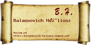 Balassovich Héliosz névjegykártya